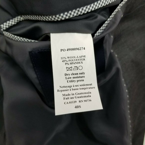 Tommy Hilfiger Grey Sharkskin Windowpane Stretch Classic Fit Suit Coat 40S $450 - Picture 5 of 11